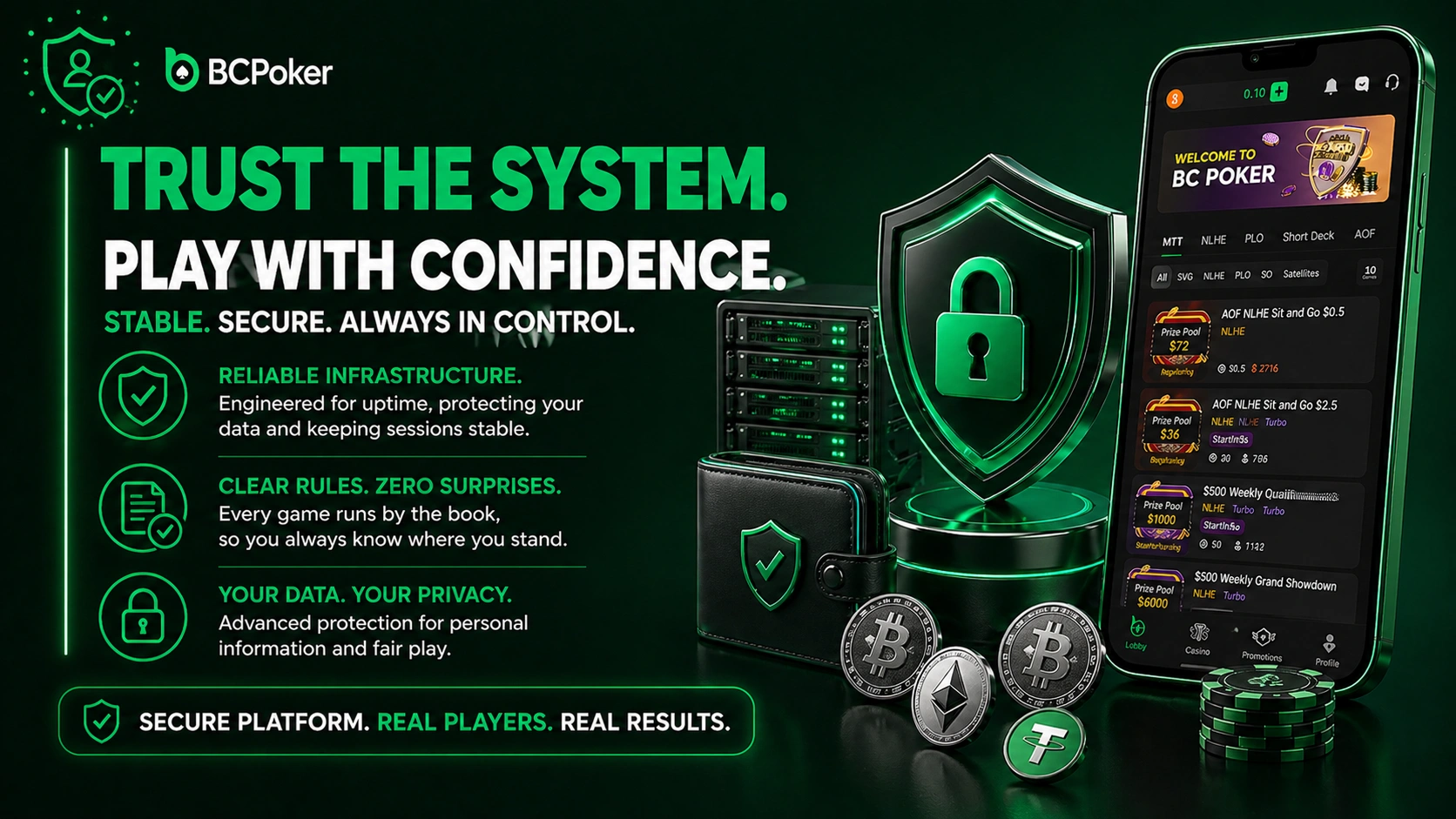 BCPoker secure poker platform Canada online poker safe play data protection stable system crypto payments poker app Canada